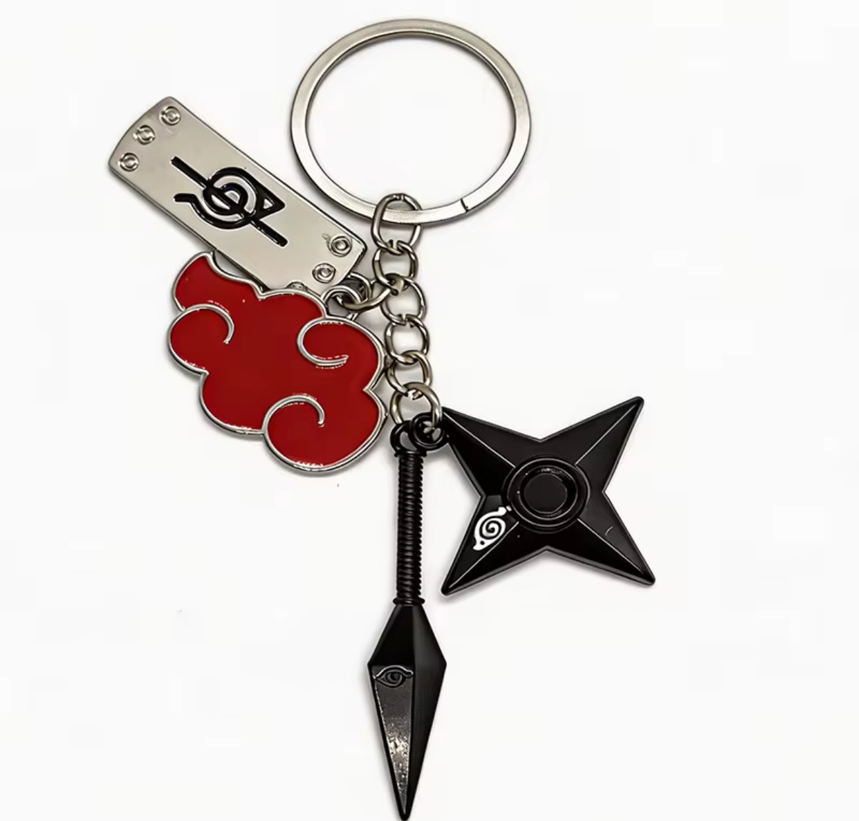 Akatsuki Cloud & Shuriken Keychain (Silver)