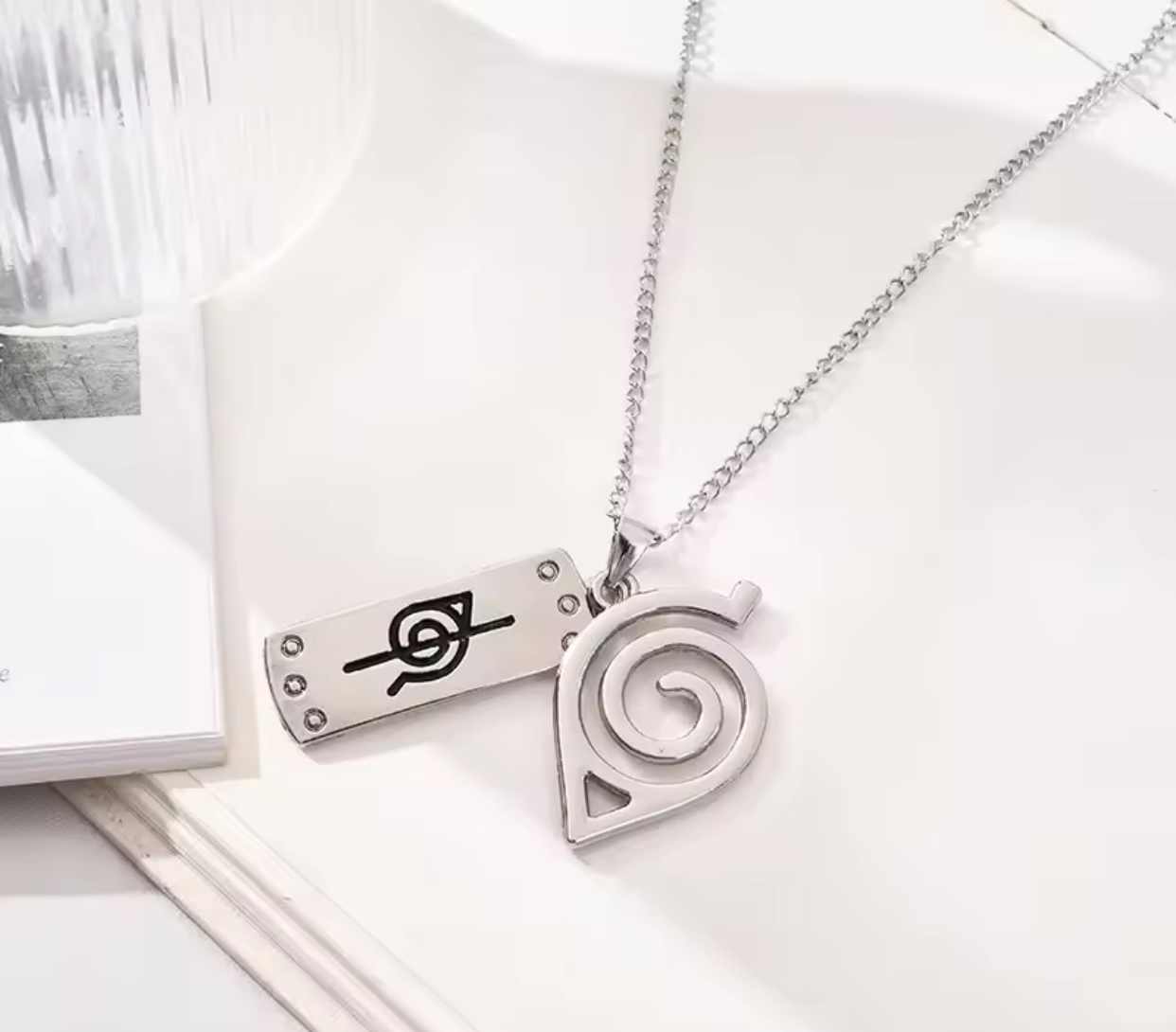 Rogue Leaf Tag & Emblem Necklace Set