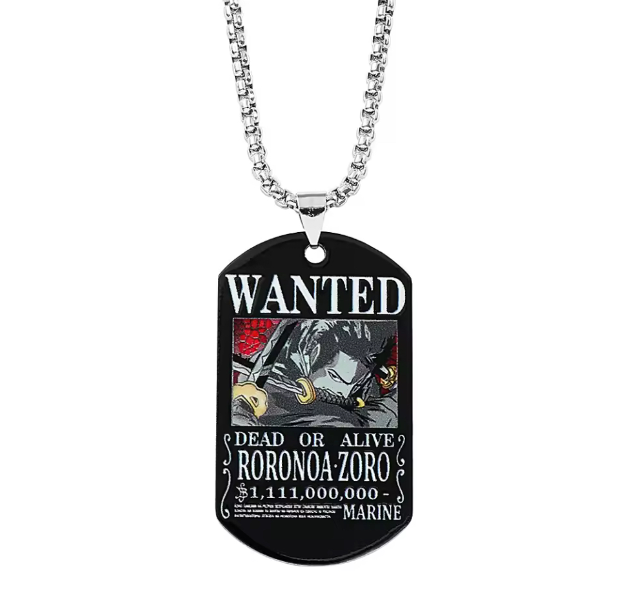 Zoro Wanted Poster Necklace (Color Edition)